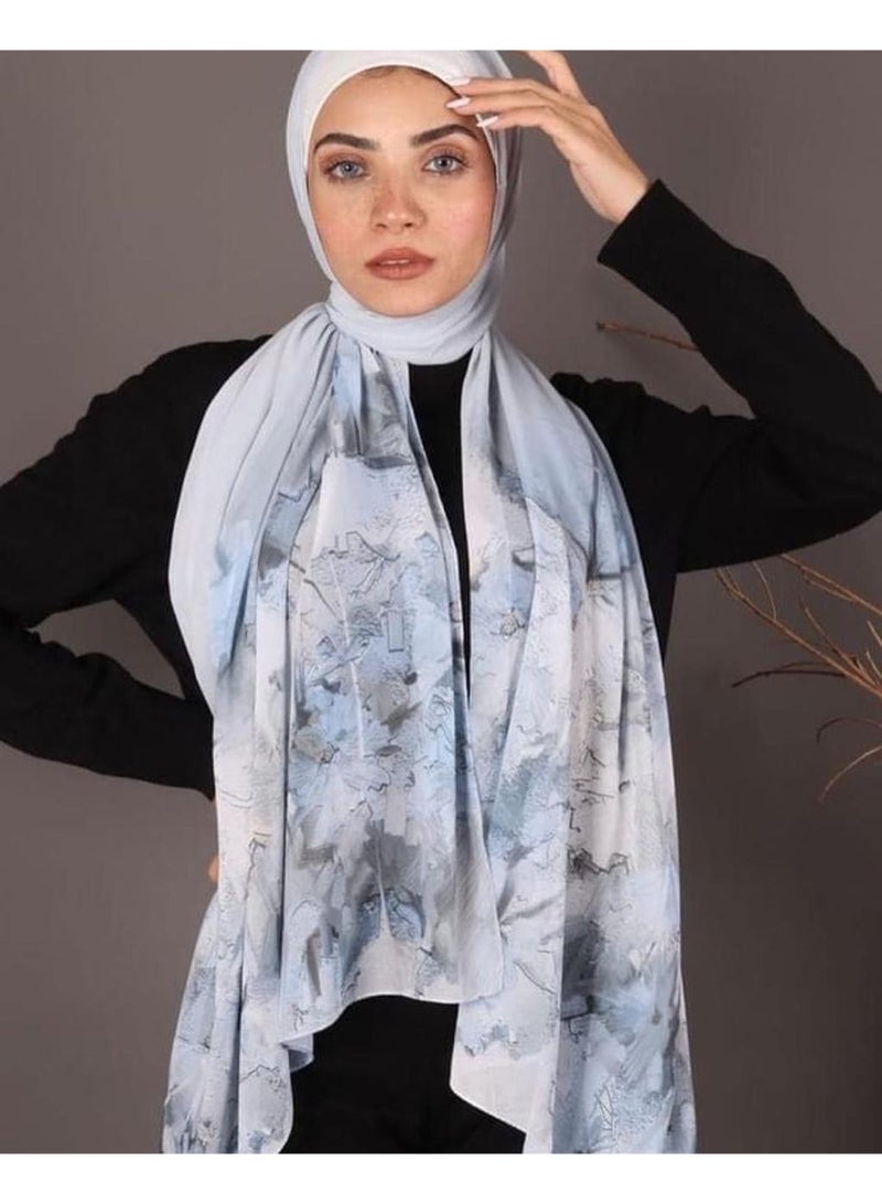 طرحة شيفون ديجيتال ناعم من Le Voile مقاس 200×70 سم – خفيفة وأنيقة
